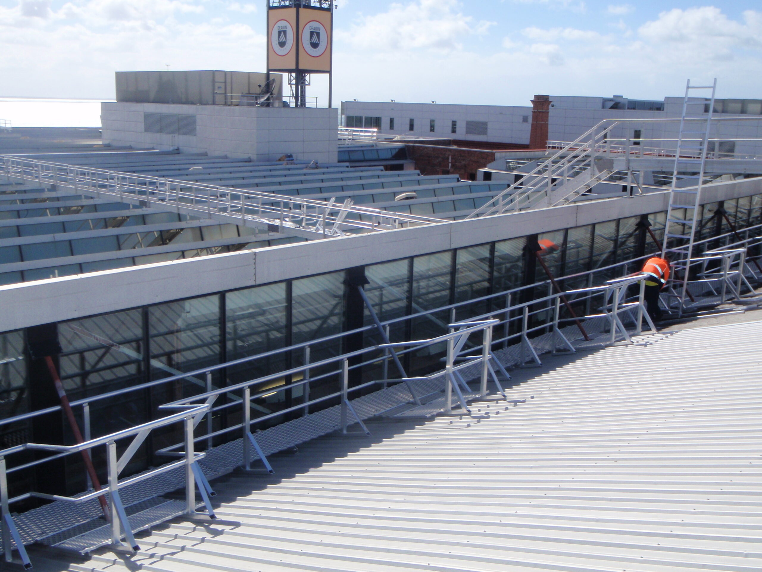 Roof access safety system and guardrail installation at Deakin University