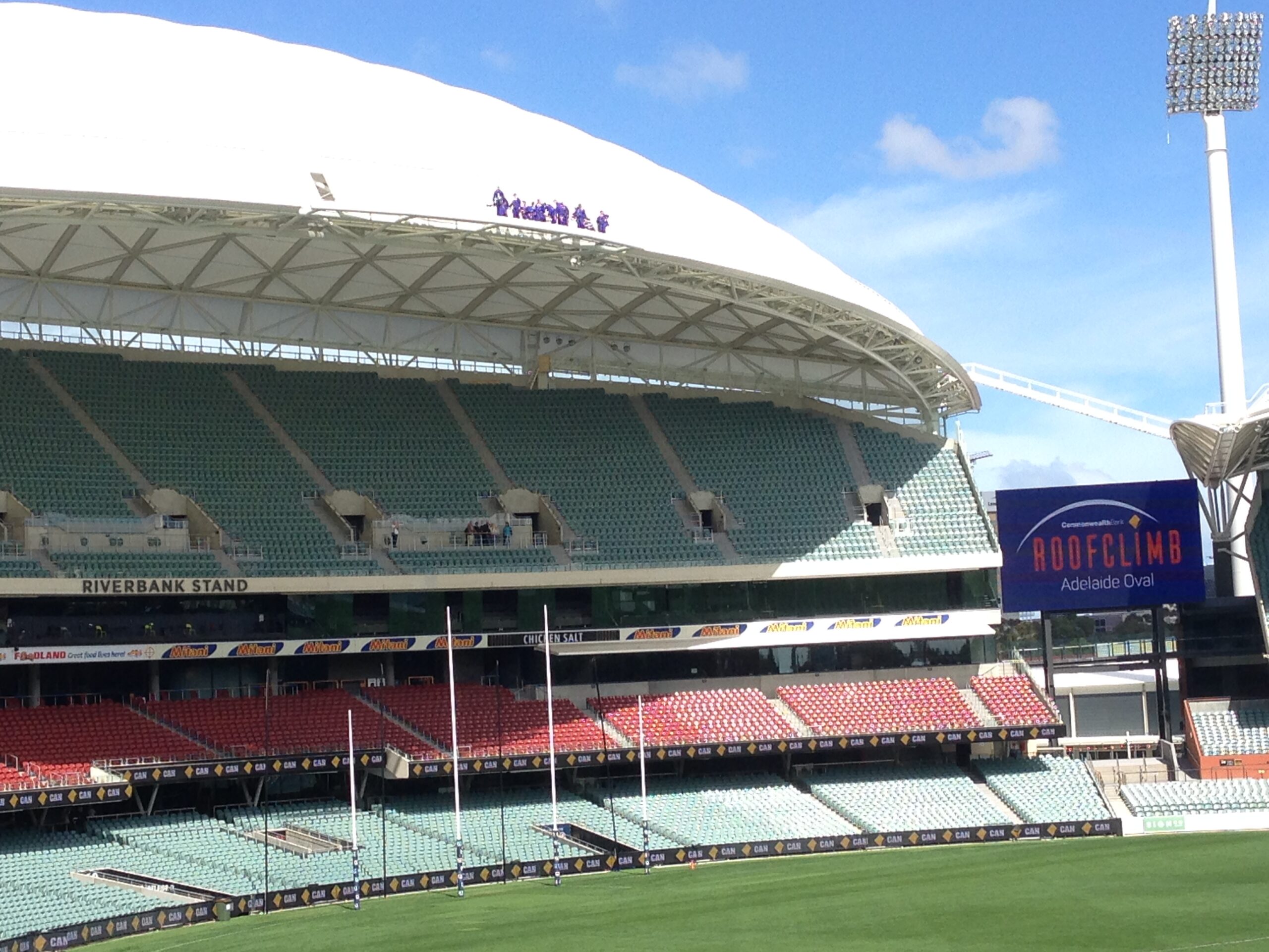 RISSafety Adelaide Oval RoofClimb structure and Riverbank Stand views.