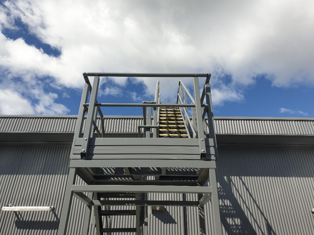 Aluminium staircase and landing with handrail for building maintenance at Australian Technology Park