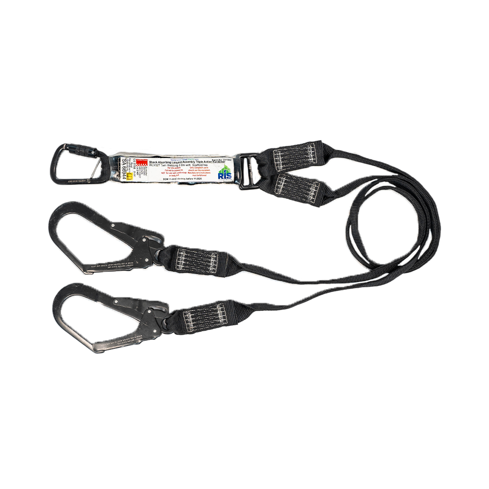 RISSafety pole strap with triple action karabiners and adjustable webbing for work positioning.